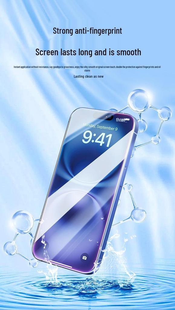 Azeada HD Tempered Glass Anti-Peep Screen Protector for iPhone 15/iPhone 16 Pro - Dust-Free, Instant Application