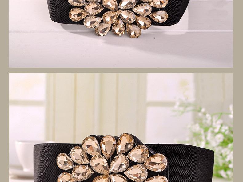 Autumn Winter Women's Rhinestone Elastic Waist Leather Belt with Skirt Decoration and Down Jacket Waistband.