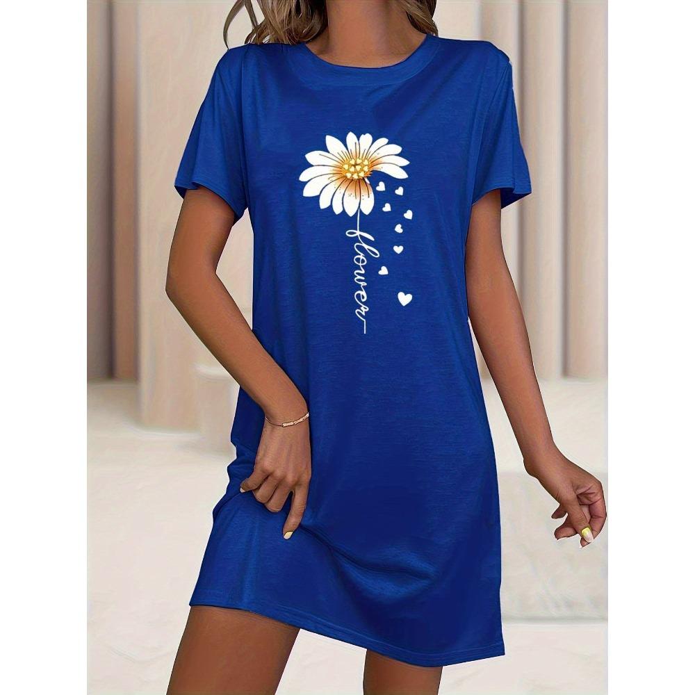 Women'S Fun Sleep Round Neck Nightgown, 'Let Me Sleep' Letter Polka Dot Printed Loose T-Shirt