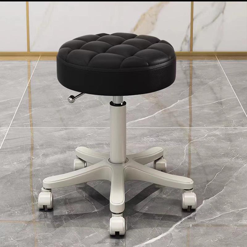 Modern Minimalist Adjustable Beauty Stool with Casters and Backrest