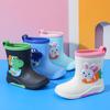 Kids' Cartoon Waterproof Mid-Calf Rain Boots with Removable Fleece Lining for Boys and Girls