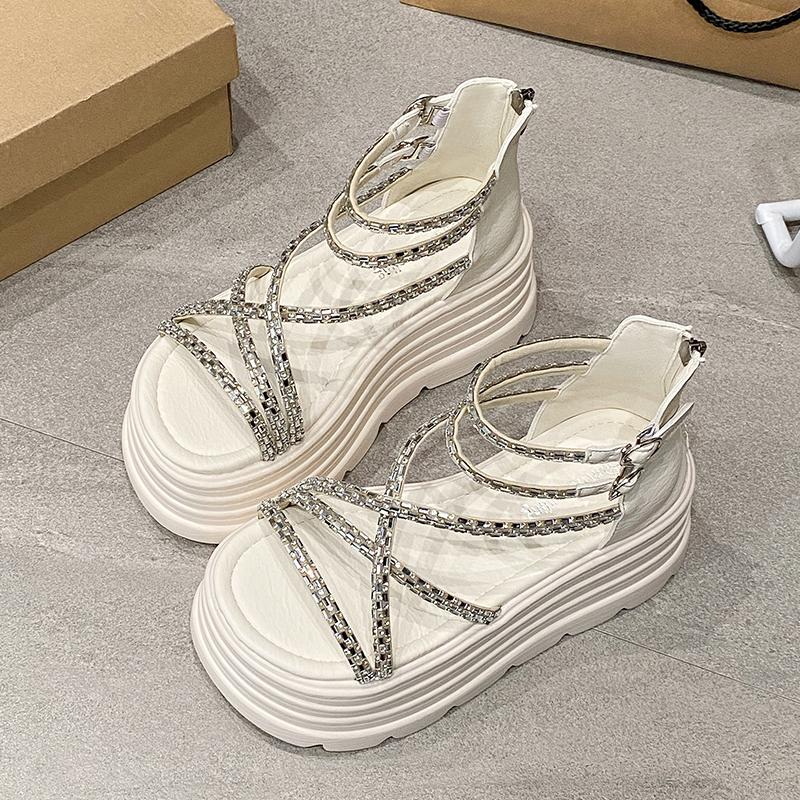 Fashion 2025 Designers Women Summer Sandals Open Toe Platform Wedge Sneakers Women Casual Shoes Beach Sandálias Das Mulheres 8CM
