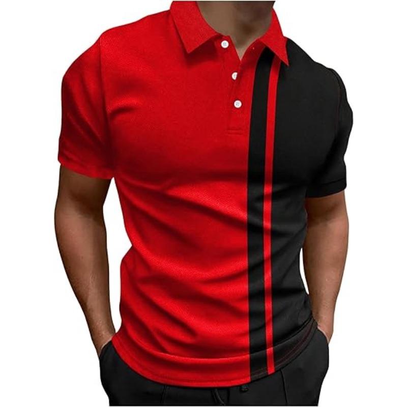 Color Blocked Men's Golf Polo Shirt with Short Sleeves, Moisture Wicking and Quick Drying Performance Casual and Fun