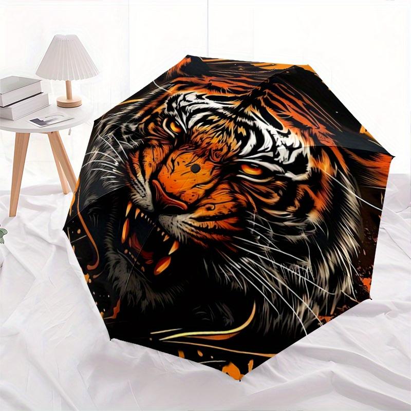 

1pc Creative Roaring Tiger Automatic Opening and Closing Umbrella - Lightweight 3-Fold Design, Suitable for Fans, Travel, Daily Use - Official Pr