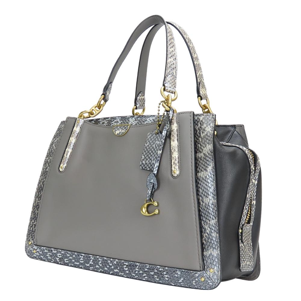 Used COACH Tote Bag 76459 leather gray black Python
