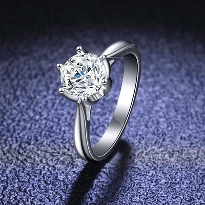 Bague en argent 925 à six griffes, bague moissanite, bague pour dames, bague de mariage classique à six griffes, bague en diamant de proposition, cadeau pour petite amie
