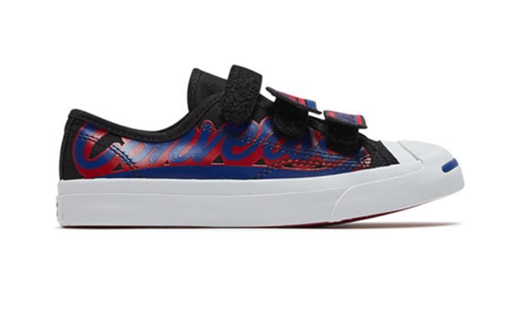 Converse Jack Purcell Hook and Loop Low Top Kids' Skateboarding Shoes Black Red Children Aged 3 7 Years Old 366489C