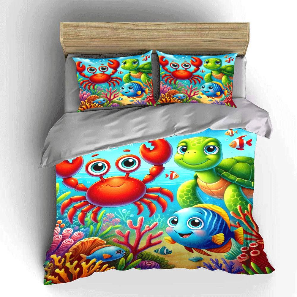 Underwater Friends Kids Decor Set Exquisite Three-Piece Bedding Set Gift For Kids And Adults