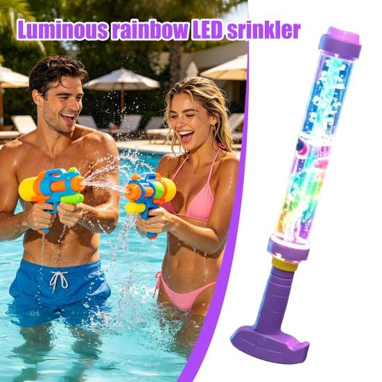Glowing Rainbow LED Water Sprayer Toy Kids Safe Summer Light Up Water Sprayer Illuminate