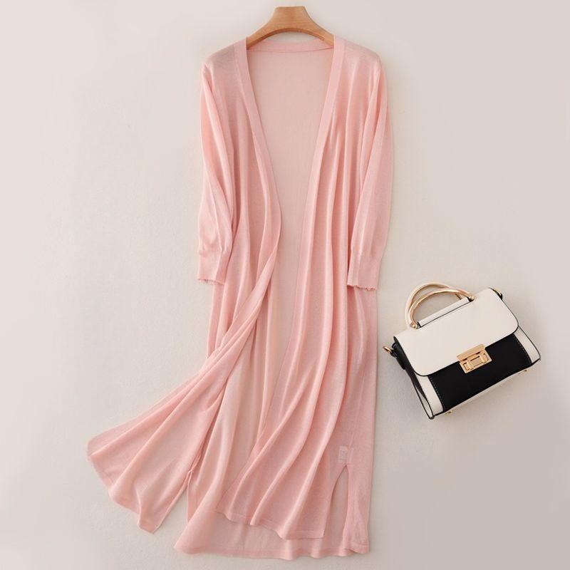 Korean Women's Casual Long Sun Protection Sweater Cardigan Soft Comfortable Simple Solid Free Size Loose Thin Cardigan