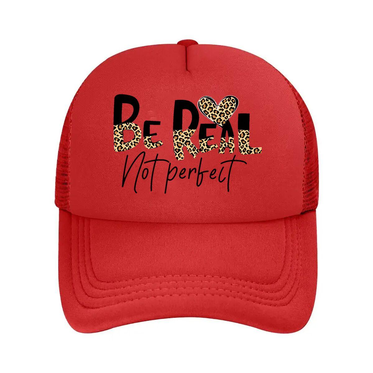 Leopard Print Heart Design Mesh Baseball Cap Hip Hop Adjustable