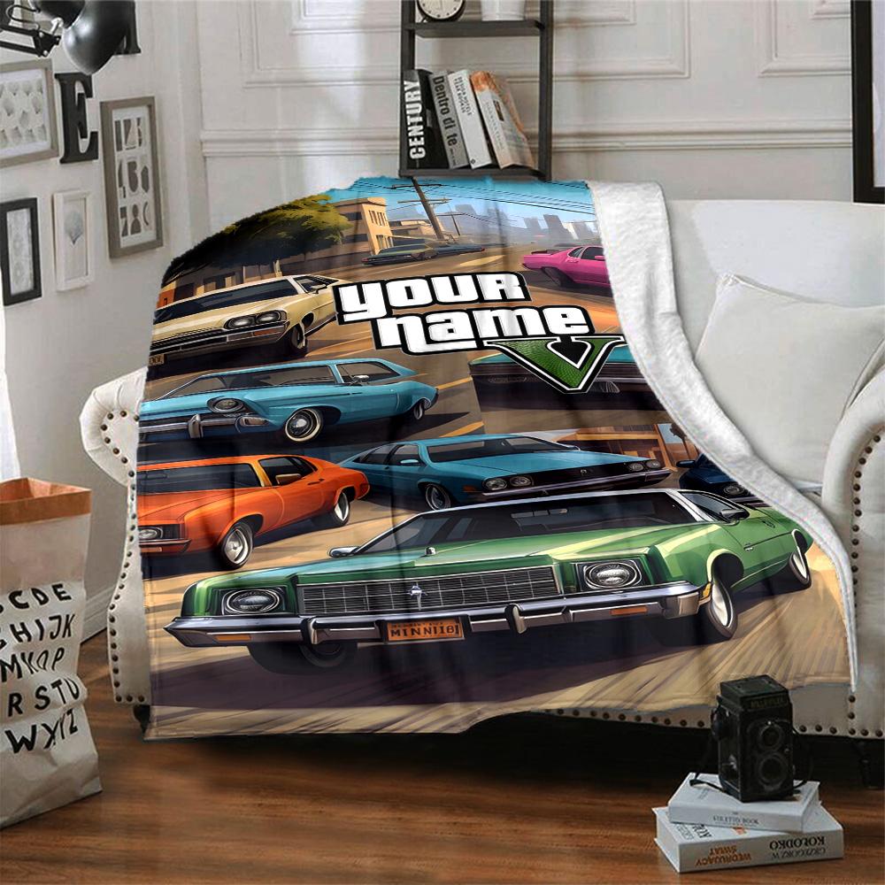 Grand Theft Auto Customize Text Blanket Gift Personalized Blanket Soft Warm Cozy Throw For Office Chair Livingroom Bed Sofa Four Seasons Universal
