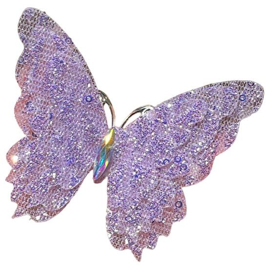 Hair Clip Rhinestones Inlaid Gradient Mesh Yarn 3D Butterfly Decor Side Bang Hair Pin Fairy Girl Hair Accessories