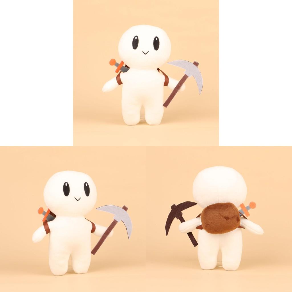 White Forager Square Man With Sickle Plush Toy Game Stuffed Doll 20cm Decoration