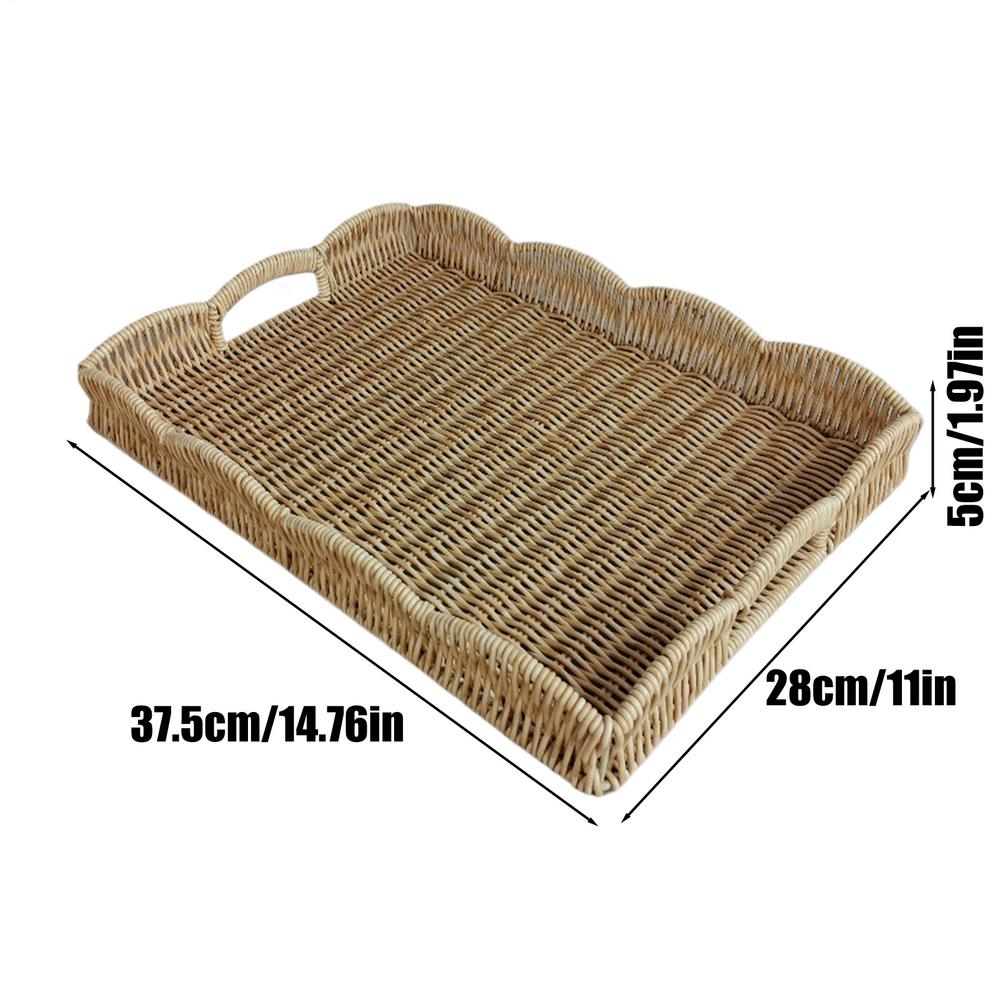 

Woven Food Tray Imitation Rattan Kitchen Decoration Home Decor Storage Basket For Remote Control Book Breakfast Living Room белый