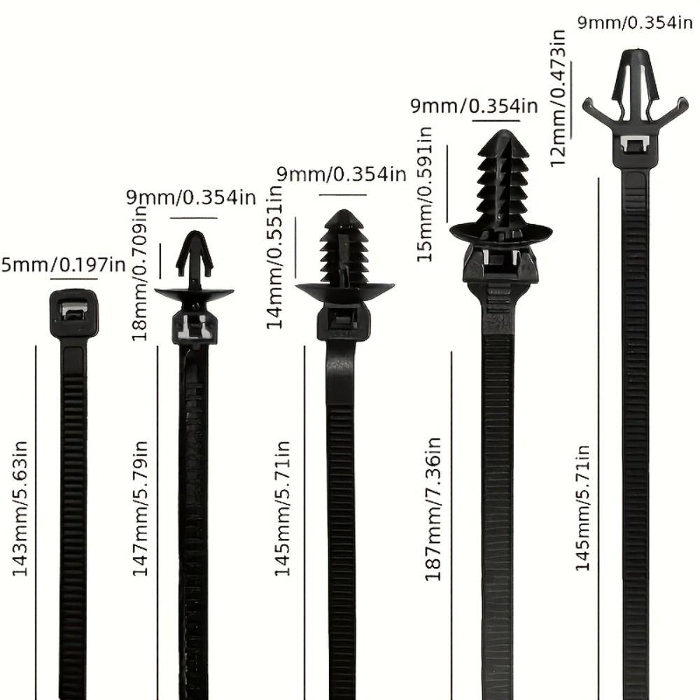 160 Stück Wellrohr-Kabelbaum-Clips für den Motorraum 5 Größen Wiederverwendbare Kabelclips Motorraum