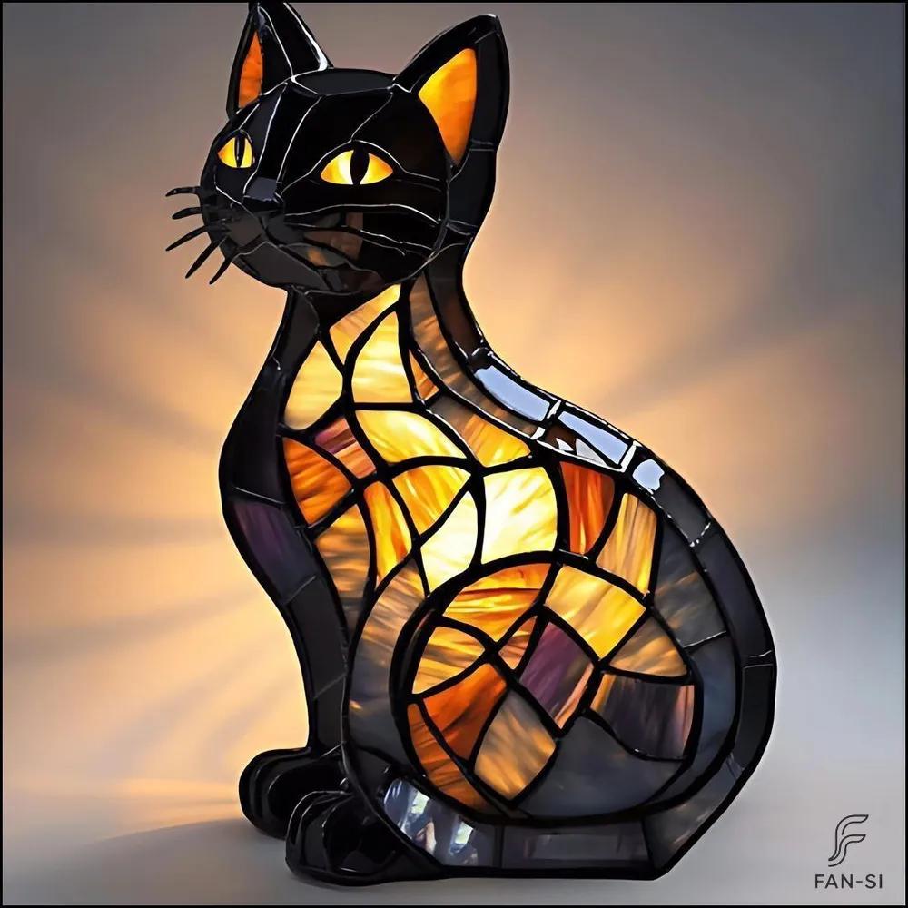 A cat-shaped table lamp made of resin with a warm diffusing light is a great gift for cat lovers.
