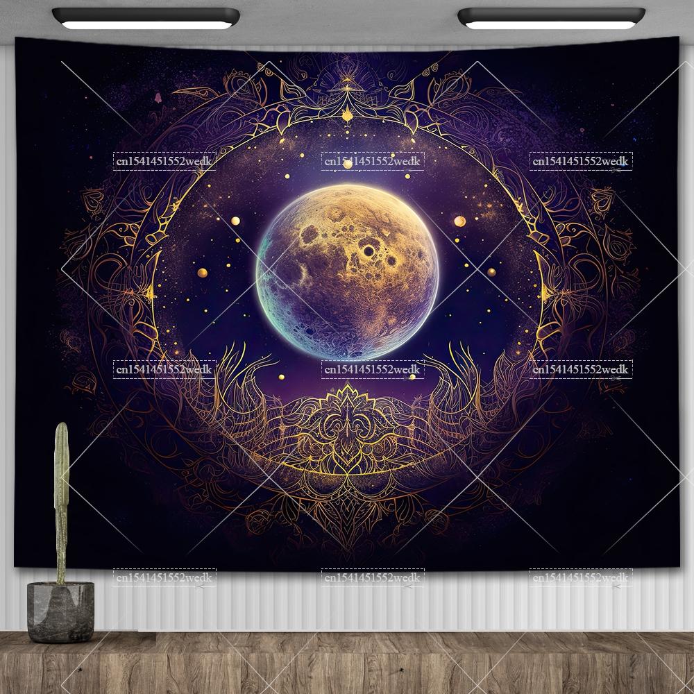 Tarot Tapestry Nordic Flower Series Room Background Cloth Moon Phase Wall Hanging Tapestries Living Room Bedroom Altar Cloths