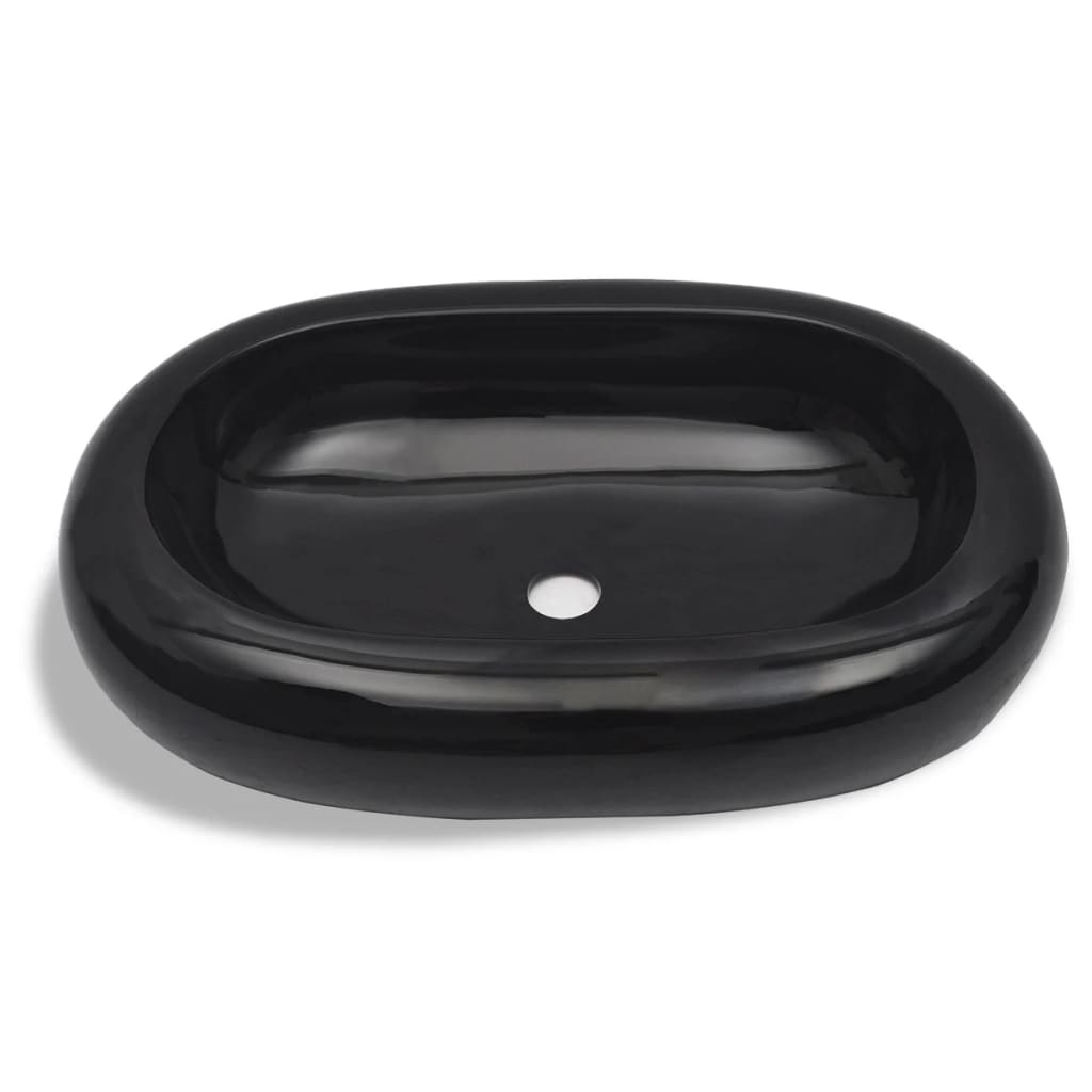 Keramik-Waschbecken Oval Schwarz