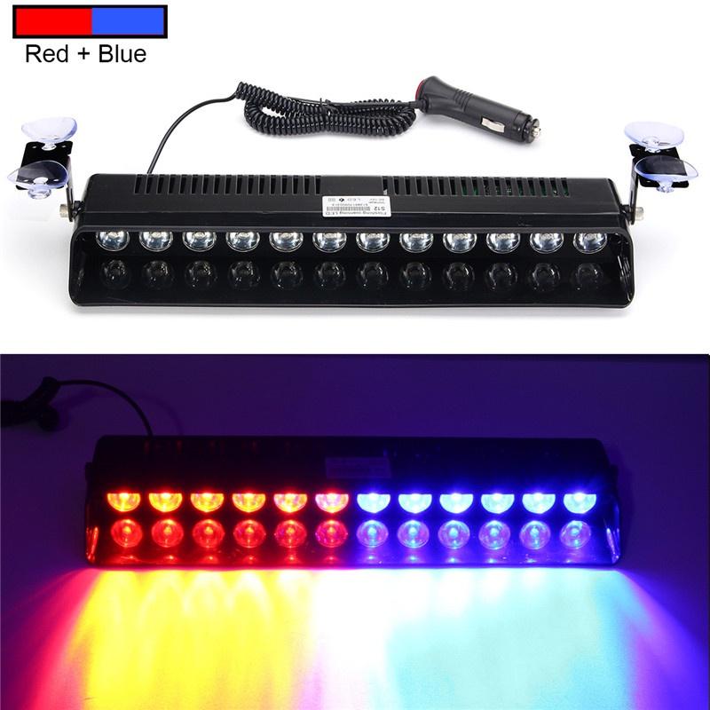 DC 12V 12LED Car Strobe Flash Light Windshield Car Front Gear Sucker Dash Emergency Warning Fog Lamp Red Blue White  Yellow