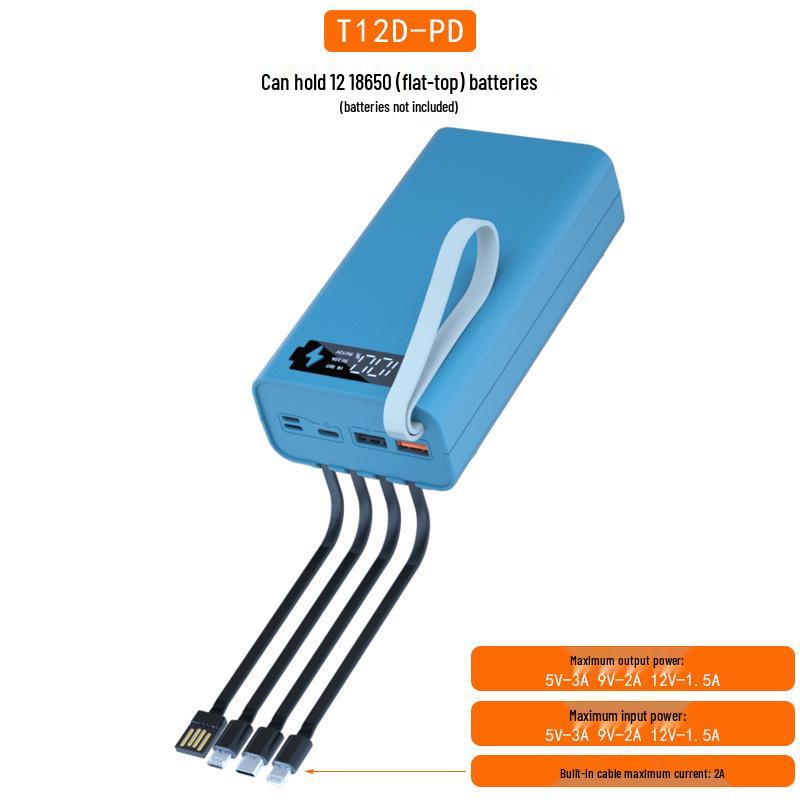 Solderless 4-Wire 12-Section 18650 Power Bank Kit with Ultra-Fast Disassembly