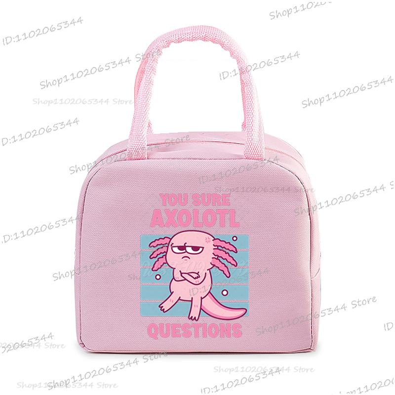 Funny Axolotl Series Lunch Bag Women Cartoon Axolotl Graphics Bento Thermal Handbags Thickened Insulation Kids Lunch Box Bag