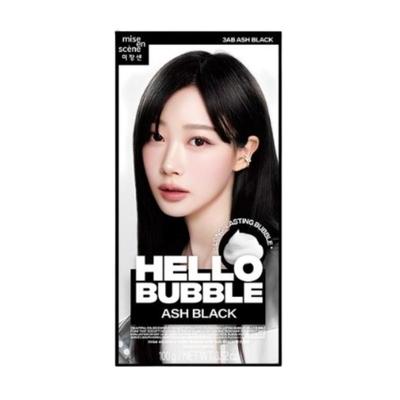 Mise En Scène Hello Bubble Hair Dye – Ash Black 100g | Korean K-Beauty Foam Color | Long-Lasting, Easy At-Home Hair Color Kit