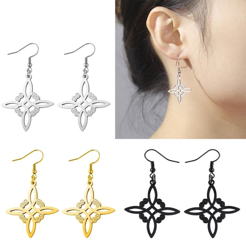 Simple Alloy Witchcraft Drop Earrings Hollow Amulet Witch Knot Pendant Earring Unique Charm Dangle Earrings Jewelry