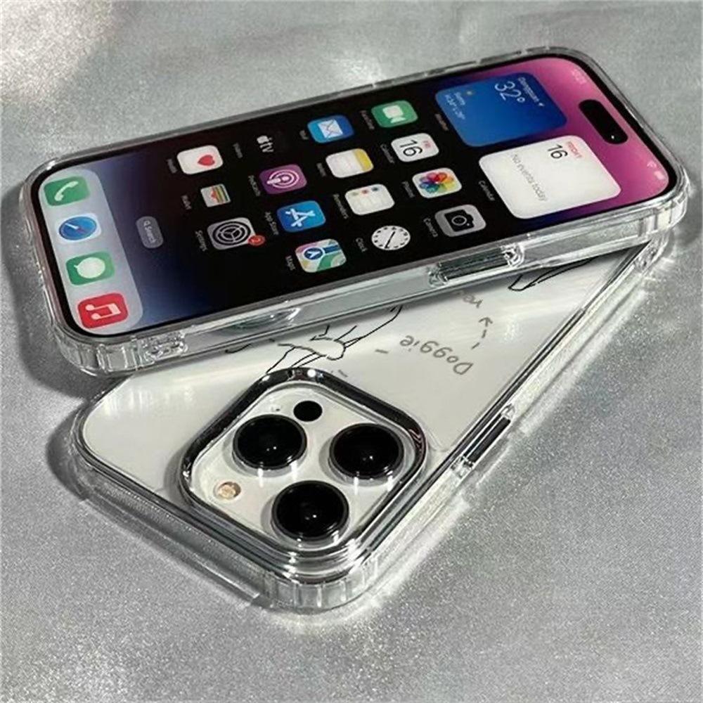 Applicable to iPhone17ProMax bag, puppy transparent mobile phone case, Apple 16Pro large hole 15/14 anti-drop