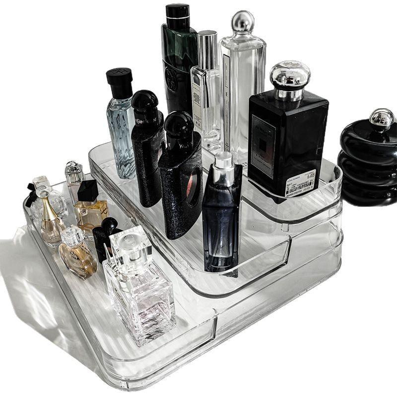 Acrylic Perfume Organizer Stand Transparent Display Cosmetic Storage Box Desktop Three-tier Ladder Shaped Organizer Holder