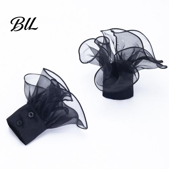 Sophisticated Outfit Enhancers Detachable Ruffled Cuffs for Women, Elastic Layered Tulle Fake Cuffs, Decorative Formal Dress Sleeve Trims Wrist