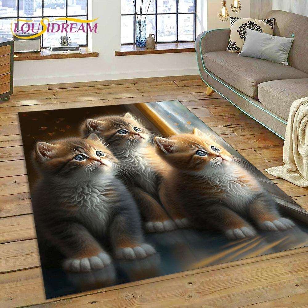 3D Persian Cat,Cute Calico Cat,Ragdoll Cartoon Rug Carpet for Living Room Bedroom Home Decor,Non-slip for Sofa  Doormat Gift Kid