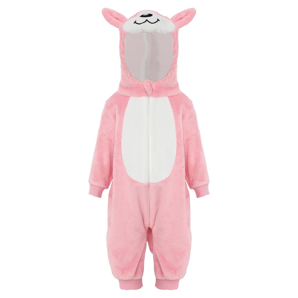 Baby Cute Animal Jumpsuit Hooded 3D Tail Long Sleeve Zip Up Cosplay Homewear