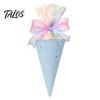 Childrens Treat Holder Ice Cream Cone Shaped Bag for Kids, Triangle Fabric Candy Kindergarten Graduation Present with Ribbon Bow Holiday, Birthday,