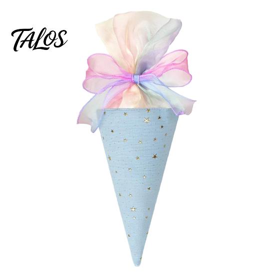Childrens Treat Holder Ice Cream Cone Shaped Bag for Kids, Triangle Fabric Candy Kindergarten Graduation Present with Ribbon Bow Holiday, Birthday,