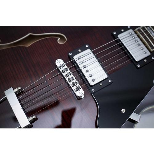 NEW GROTE 335 Style Jazz Electric Guitar, Semi-Hollow Body (Brown)