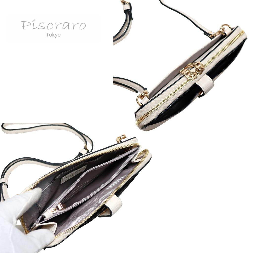 Pisoraro Wallet Shoulder with Smartphone PR184 IVORY [Pisoraro] Storage, Crossbody, Ivory, Multi-Functional