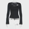 2025 Spring/Summer European & American Style Women's Sexy Slim Lace Long Sleeve Top