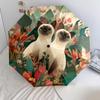 Muster mit Siamkatze und Pflanze, automatischer Klappschirm, tragbares und faltbares Design, 8 Schirmstäbe, ein Weihnachts- oder Geburtstagsgeschenk.