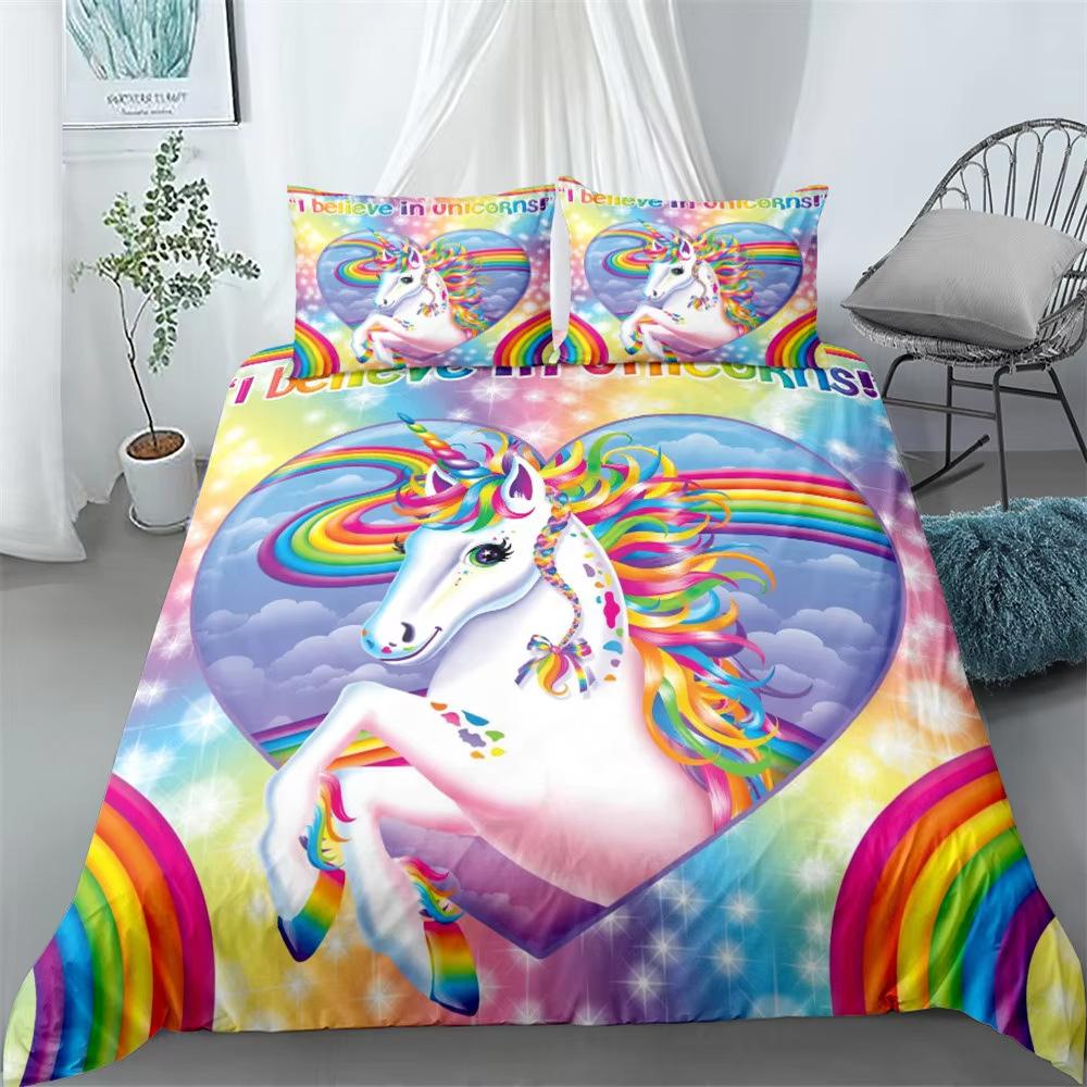 Unicorn Down Comforter Set Bedding Set 3-piece Duvet Cover Set