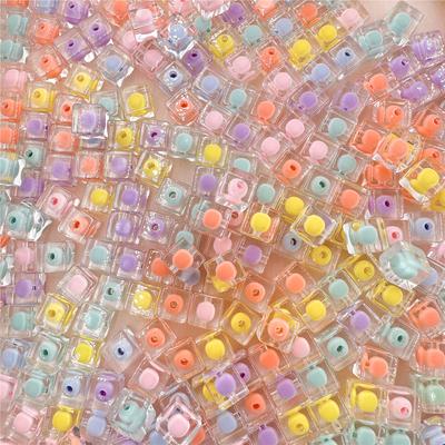 Home Party Supplies Making Material Fashion Square Beads Bracelet Bright Face 10mm 10Pcs DIY Jewelry Accessories Transparent Keychain Sandwich