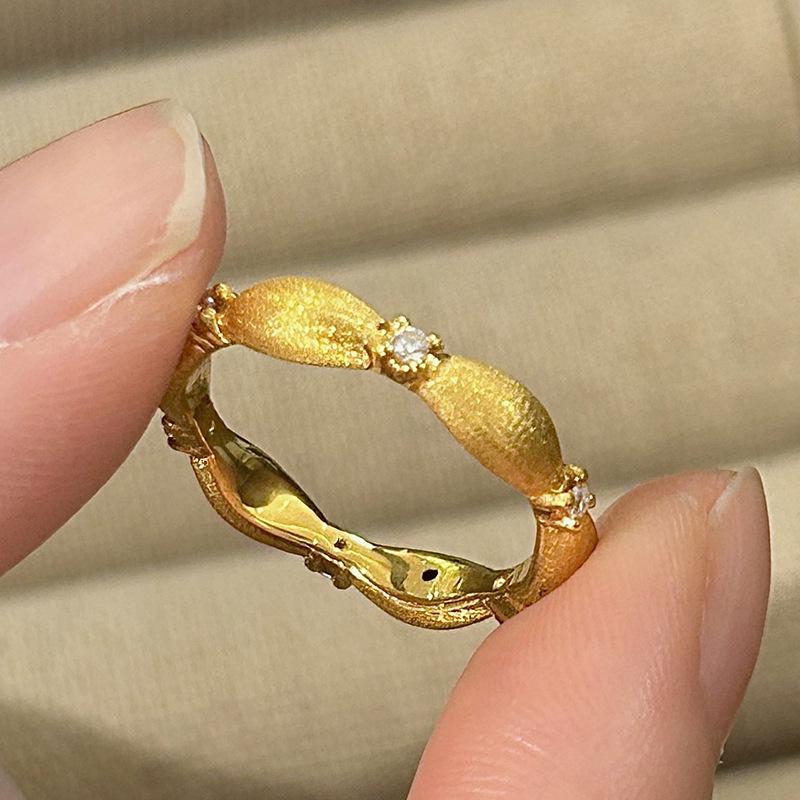 Xiaohongshu Bestseller Rhinestone Rice Grain Ring for Women: Personalized, Fashionable, Luxury Niche Design. Adjustable Opening