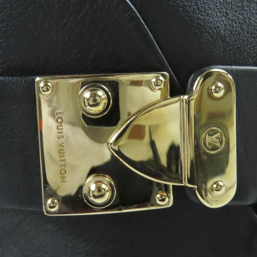 Great LOUIS VUITTON Booties Buckle wedge leather short boots black leather 35 Used