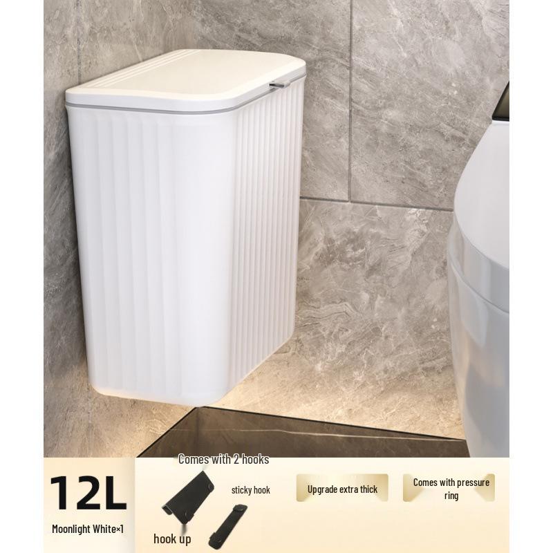 Wandmontierter Badezimmer- & Küchenmülleimer mit Deckel - Große Größe, Keine Installation erforderlich, Doppelte Verwendung für Toilette & Küche.