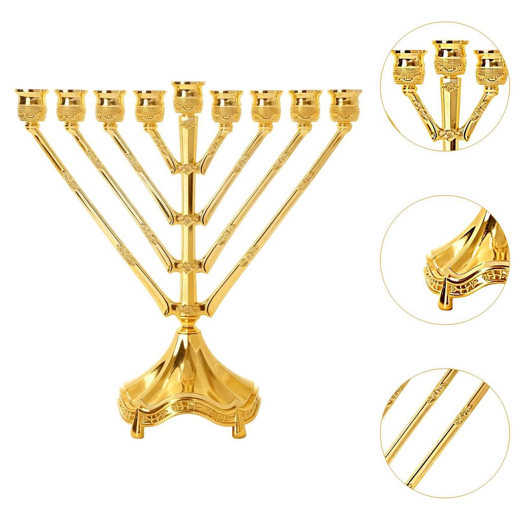 9 Branch Hanukkah Menorah Accessory Multifunctional Durability Candle Stand