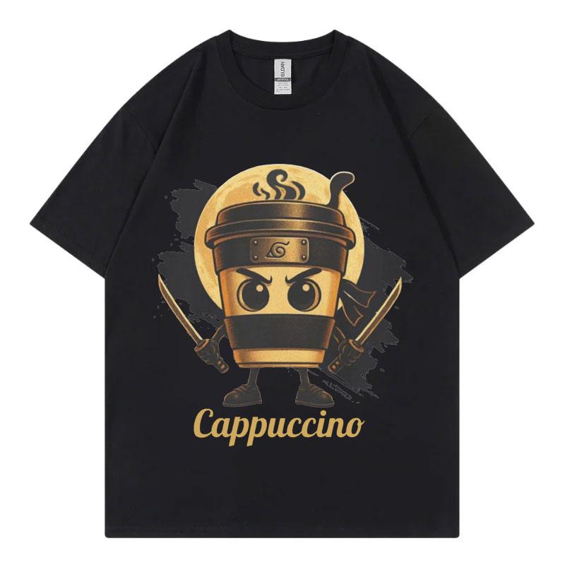 Cappuccino Assassino Lustiges Italienisches Brainrot Meme T-Shirt Hohe Qualität Mode Übergroßes T-Shirt Unisex Lässige Baumwoll-T-Shirts