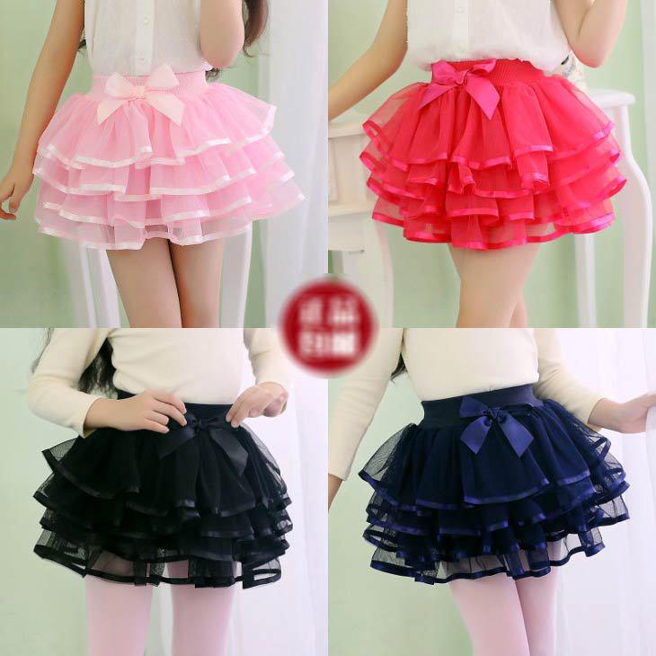 Versatile Girls' Princess Gauze Skirt - Layered Cake Design for All Seasons in Korean Style