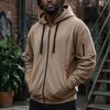 Men's Zip-Up Hooded Jacket with Multiple Pockets Athletic Casual Top for Daily Wear