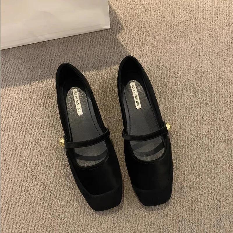 

Женские балетки замшевые туфли Мэри Джейн с квадратным носком и пряжкой на ремне повседневные туфли удобные женские повседневные лоферы весна-осень на плоской подошве 35 чёрный