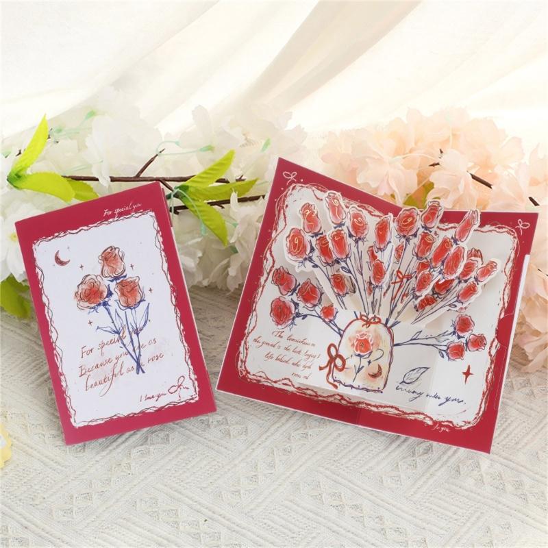 Flower Popup Card 3D Popup Greetings Cards with Blank Note Cards and Envelope for Mother Day Valentines Day Birthday Gift